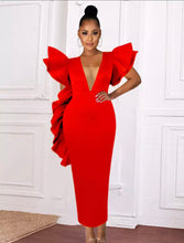 Load image into Gallery viewer, V Neck Red Dress
